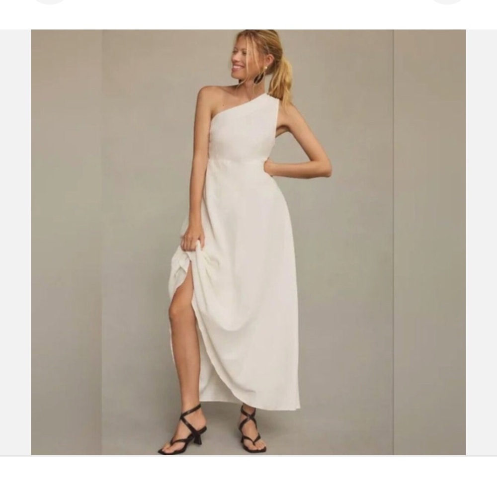 Anthropologie Farm-Rio One Shoulder Smocked A-Line Dress Size Petite/Small NWT